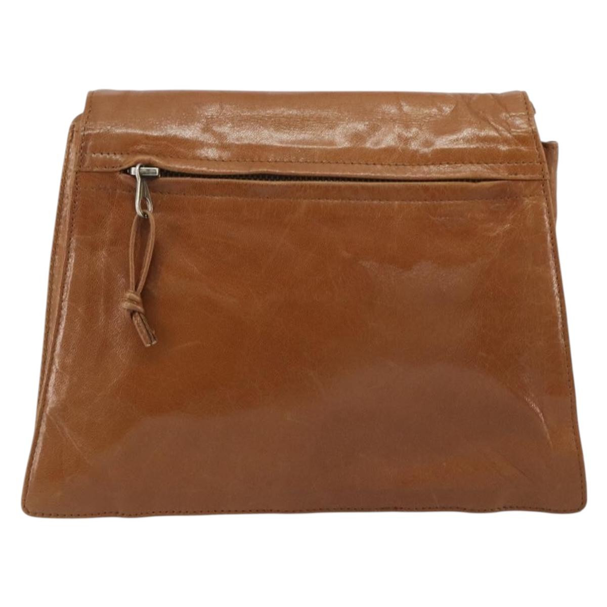 BOTTEGA VENETA Shoulder Bag Leather Brown Gold Auth bs35782