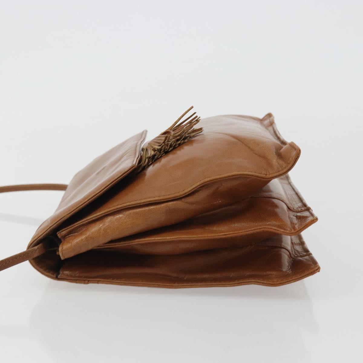 BOTTEGA VENETA Shoulder Bag Leather Brown Gold Auth bs35782