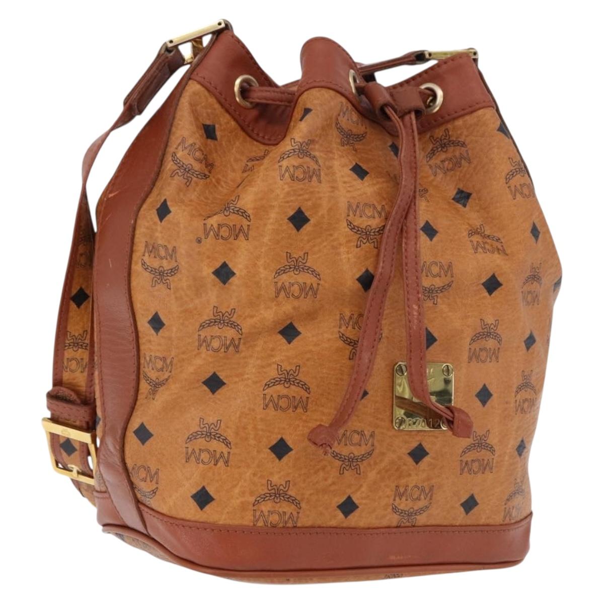 MCM Vicetos Shoulder Bag Leather Brown Gold Auth bs35784
