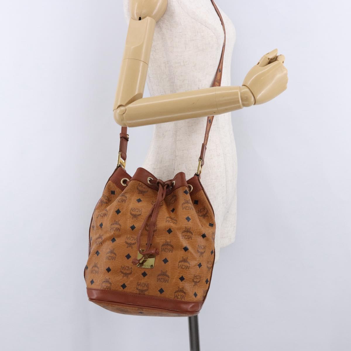 MCM Vicetos Shoulder Bag Leather Brown Gold Auth bs35784