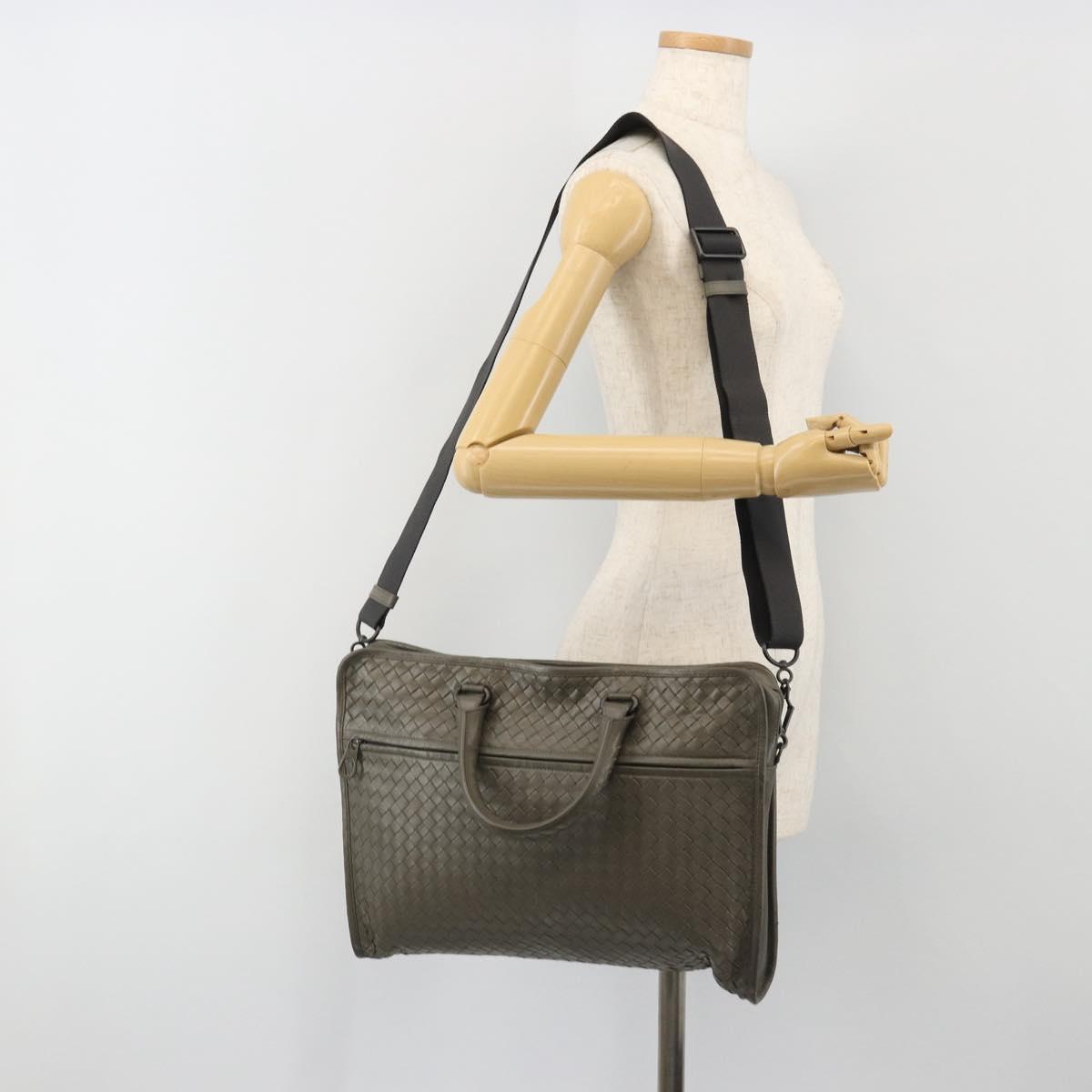 BOTTEGA VENETA INTRECCIATO Business Bag Leather 2way Gray Auth bs35785