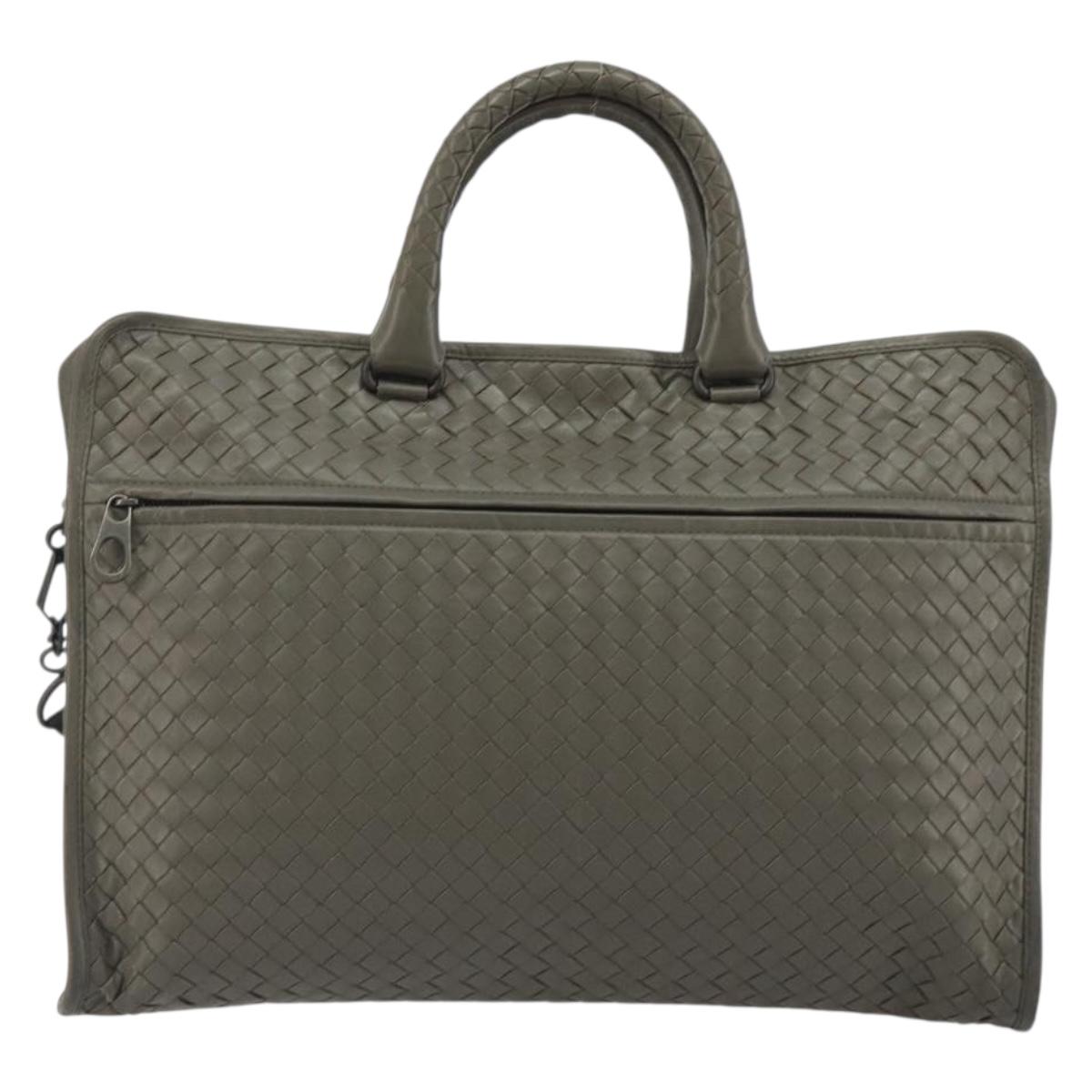 BOTTEGA VENETA INTRECCIATO Business Bag Leather 2way Gray Auth bs35785