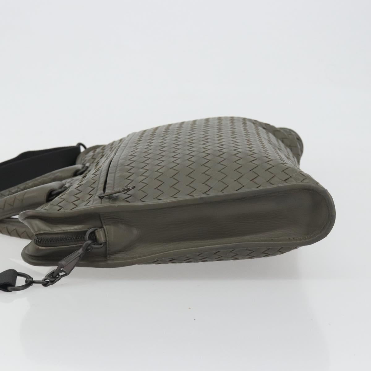 BOTTEGA VENETA INTRECCIATO Business Bag Leather 2way Gray Auth bs35785