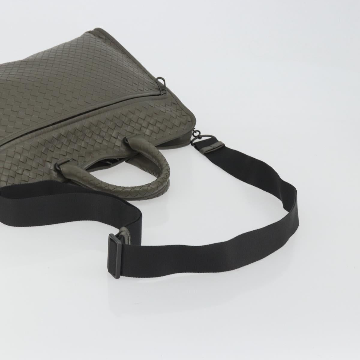 BOTTEGA VENETA INTRECCIATO Business Bag Leather 2way Gray Auth bs35785