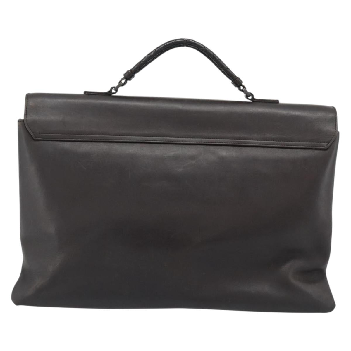 BOTTEGA VENETA INTRECCIATO Business Bag Black Silver 155172 Auth bs35786