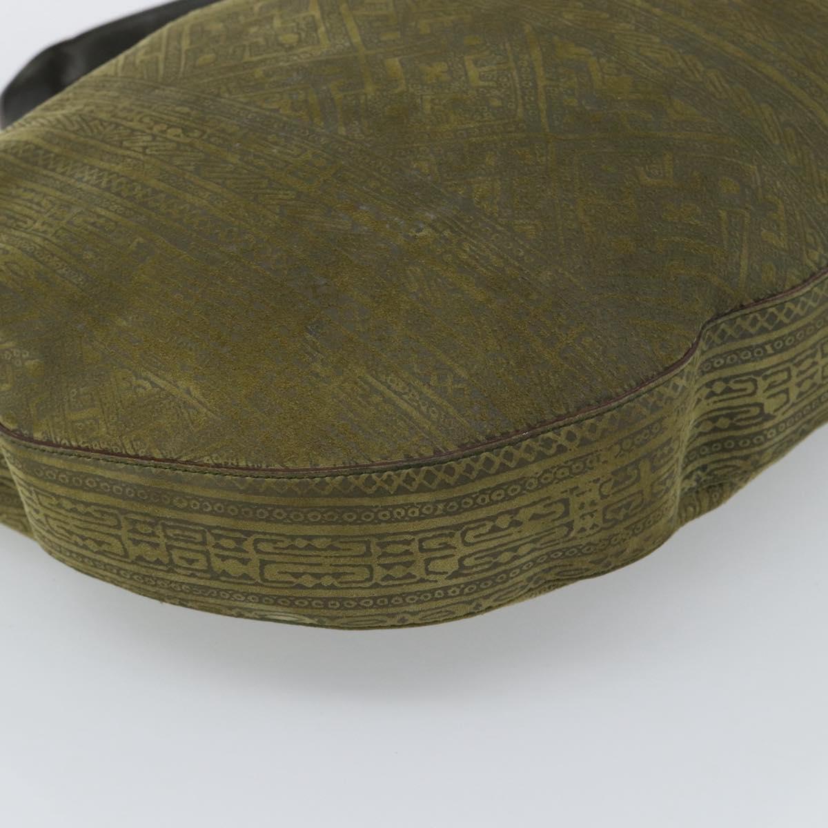 Salvatore Ferragamo Shoulder Bag Suede Green Silver Auth bs35788A
