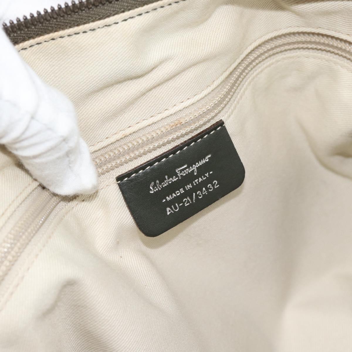 Salvatore Ferragamo Shoulder Bag Suede Green Silver Auth bs35788A
