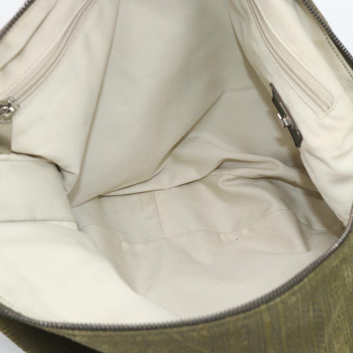 Salvatore Ferragamo Shoulder Bag Suede Green Silver Auth bs35788A