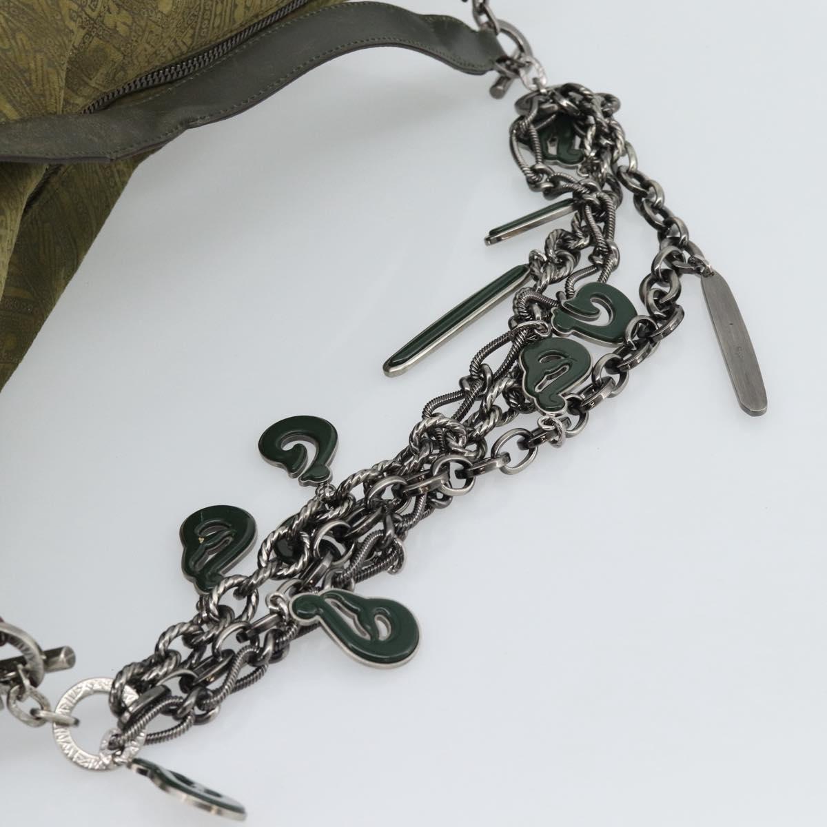 Salvatore Ferragamo Shoulder Bag Suede Green Silver Auth bs35788A