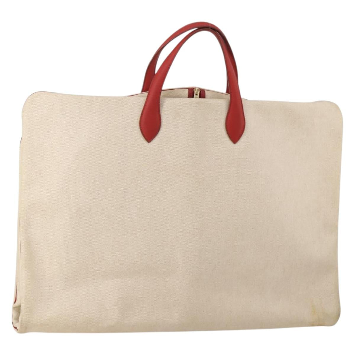 HERMES Garment Cover Canvas Leather Beige Gold Auth bs35793V
