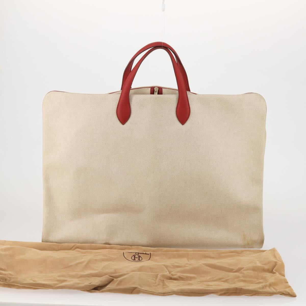HERMES Garment Cover Canvas Leather Beige Gold Auth bs35793V