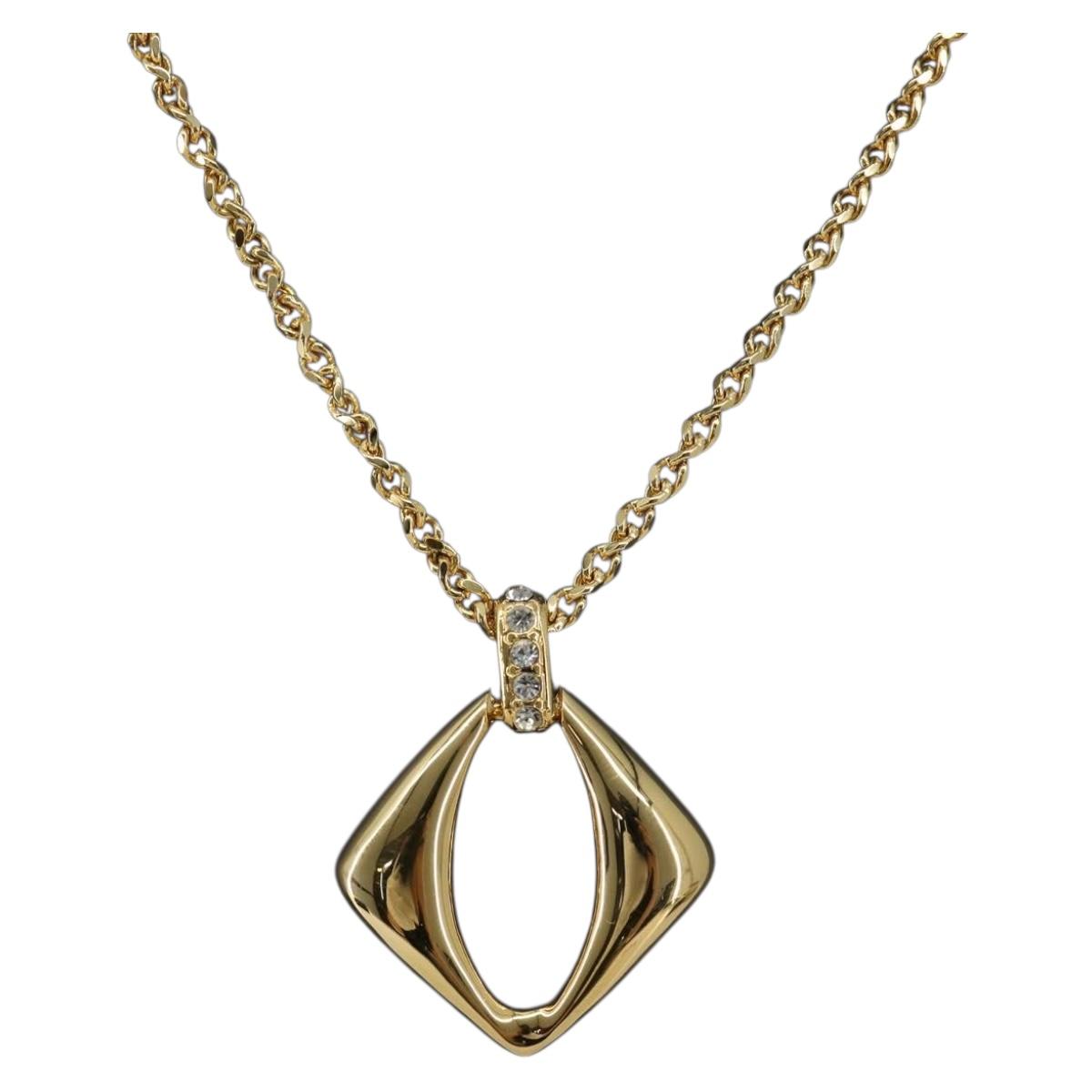 SAINT LAURENT Necklace Metal Gold Tone Auth bs35794