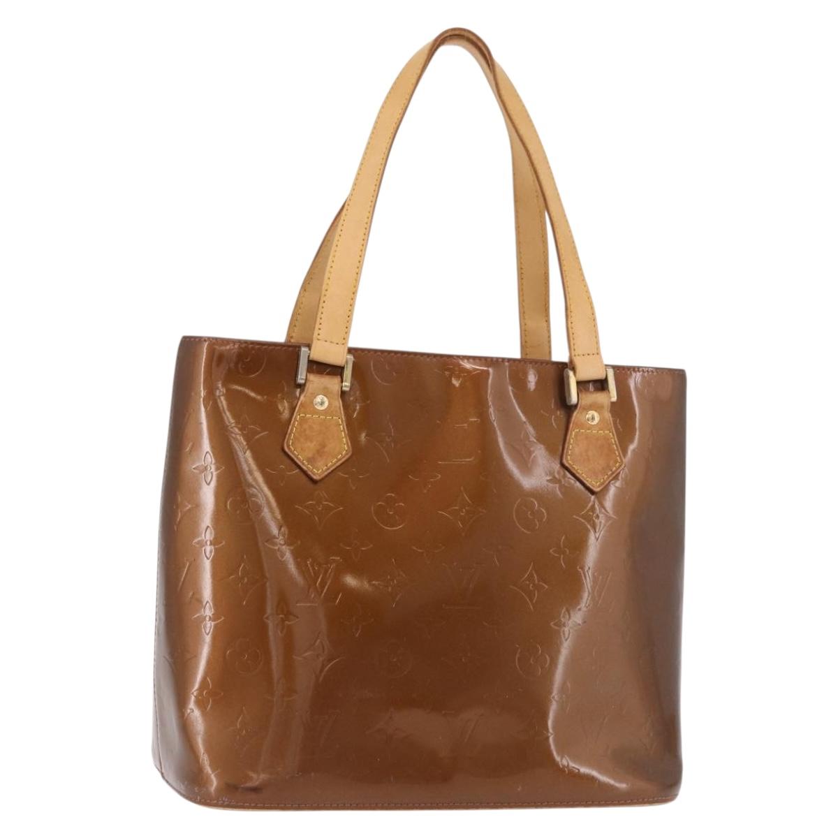 LOUIS VUITTON Monogram Vernis Houston Hand Bag Bronze M91122 LV Auth bs35800