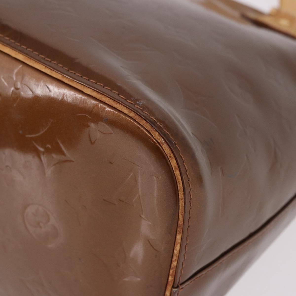 LOUIS VUITTON Monogram Vernis Houston Hand Bag Bronze M91122 LV Auth bs35800