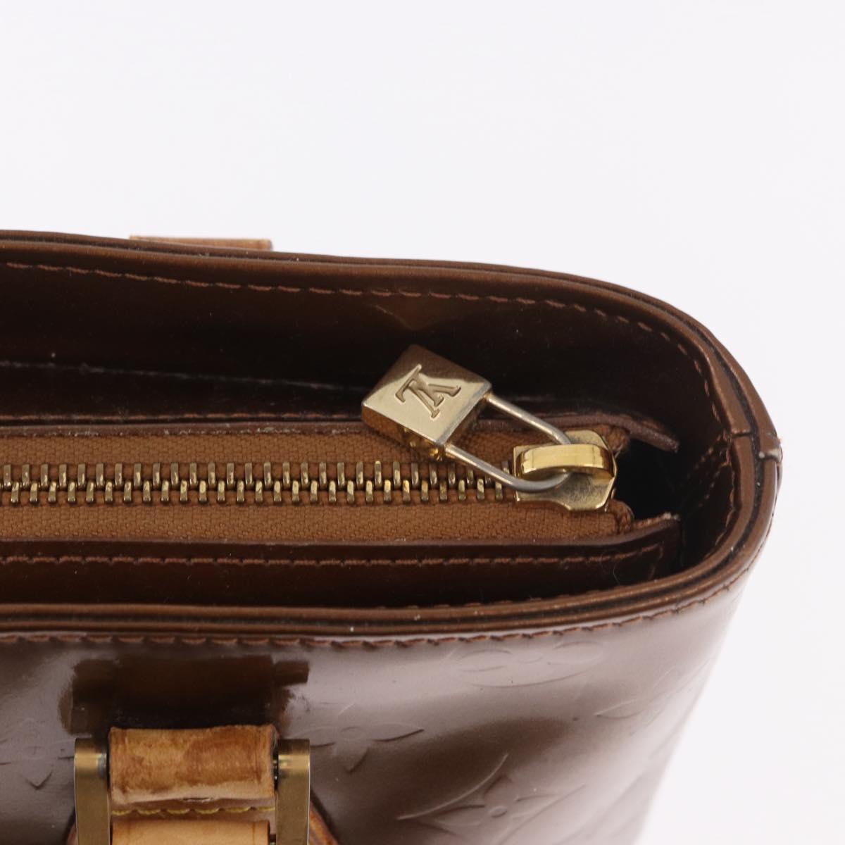 LOUIS VUITTON Monogram Vernis Houston Hand Bag Bronze M91122 LV Auth bs35800