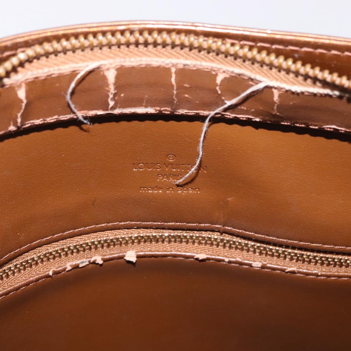 LOUIS VUITTON Monogram Vernis Houston Hand Bag Bronze M91122 LV Auth bs35800