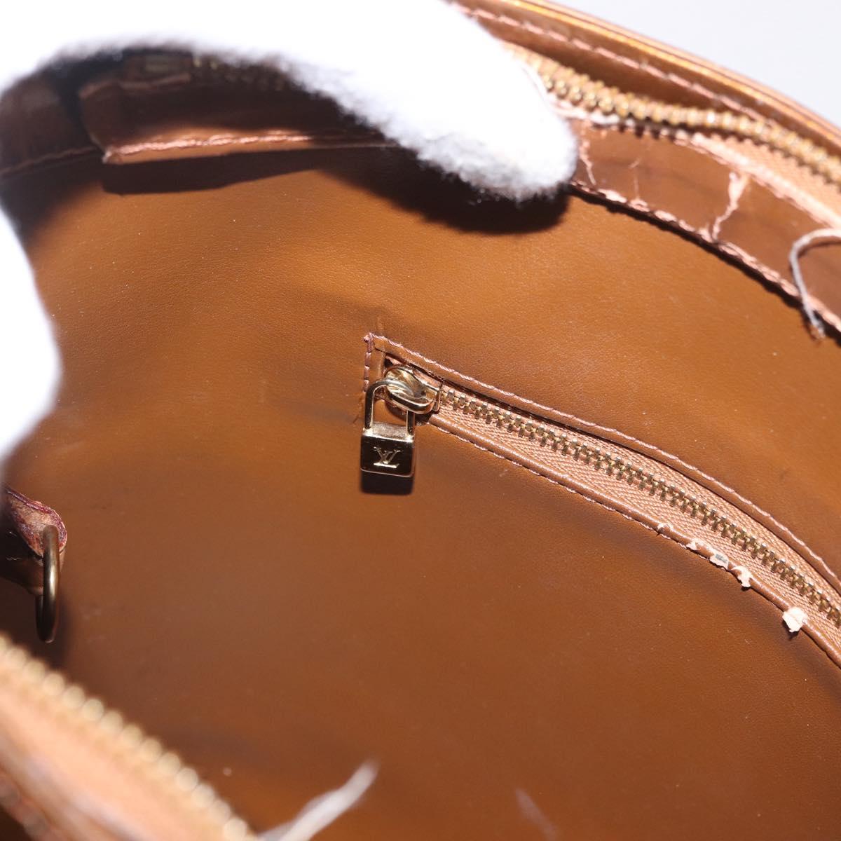 LOUIS VUITTON Monogram Vernis Houston Hand Bag Bronze M91122 LV Auth bs35800