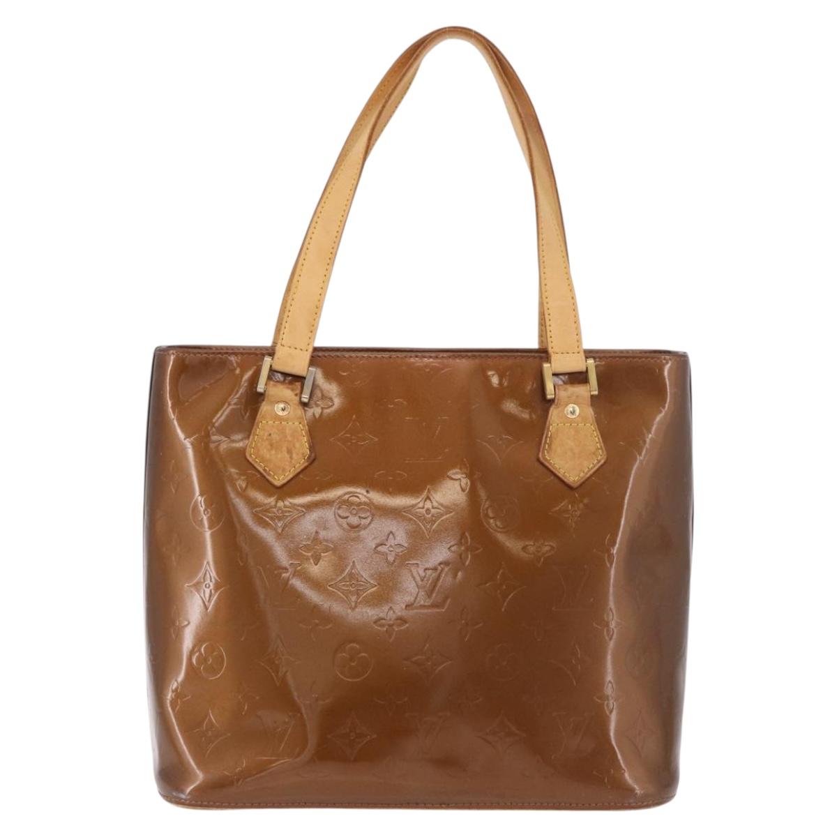 LOUIS VUITTON Monogram Vernis Houston Hand Bag Bronze M91122 LV Auth bs35800