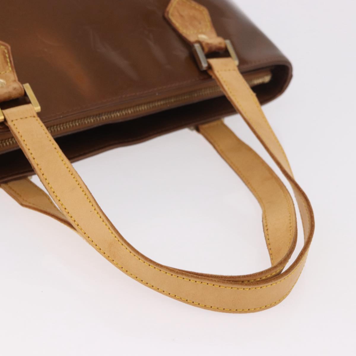 LOUIS VUITTON Monogram Vernis Houston Hand Bag Bronze M91122 LV Auth bs35800