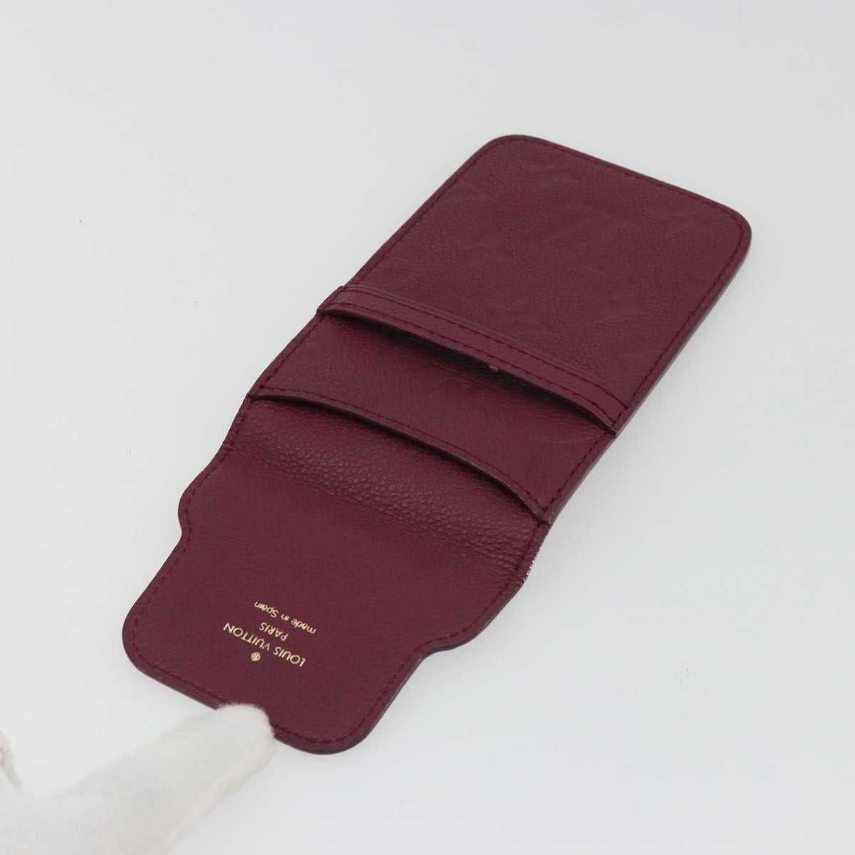 LOUIS VUITTON Monogram Empreinte Phone Soft Case Wine Red M60375 Auth bs35802V