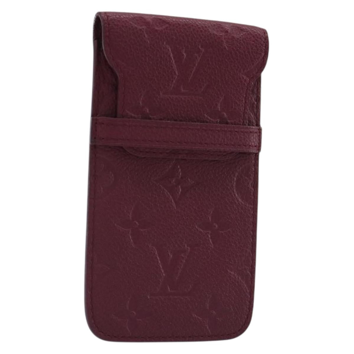 LOUIS VUITTON Monogram Empreinte Phone Soft Case Wine Red M60375 Auth bs35802V