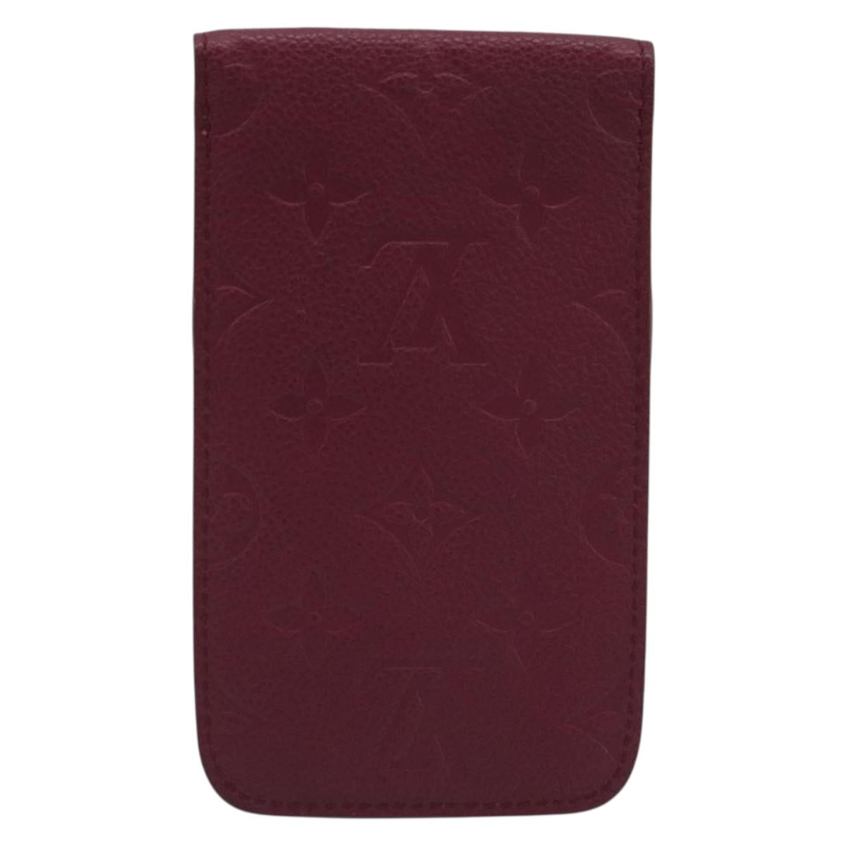 LOUIS VUITTON Monogram Empreinte Phone Soft Case Wine Red M60375 Auth bs35802V