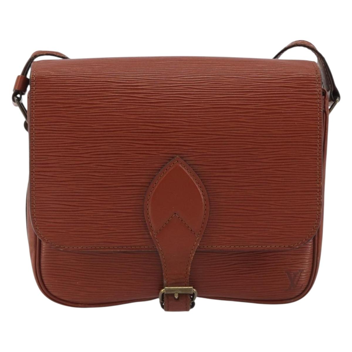 LOUIS VUITTON Epi Cartouchiere MM Shoulder Bag Brown M52243 LV Auth bs35803