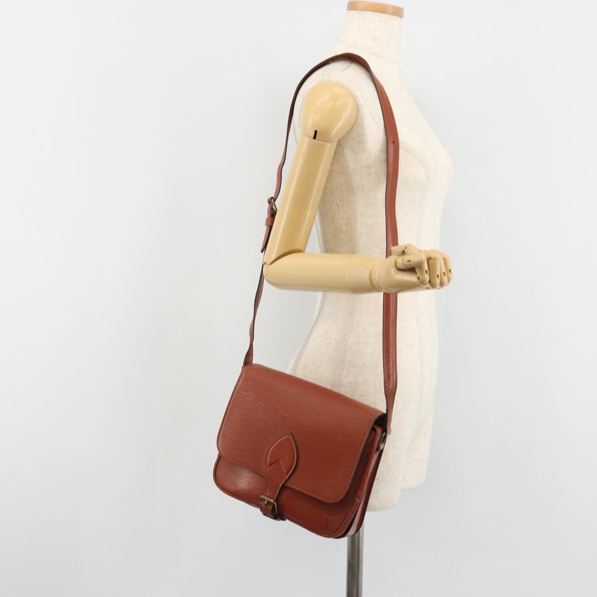 LOUIS VUITTON Epi Cartouchiere MM Shoulder Bag Brown M52243 LV Auth bs35803
