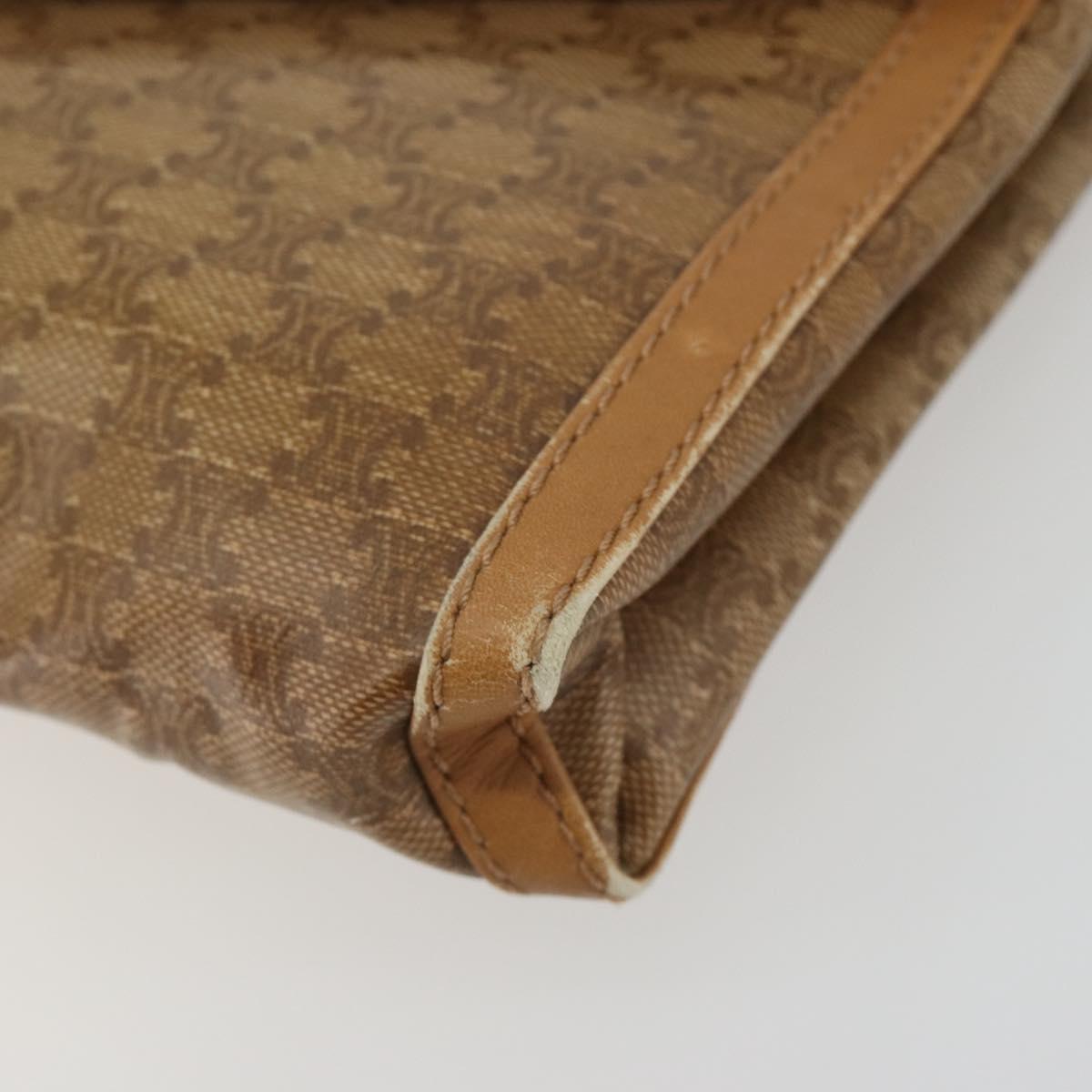 CELINE Macadam Shoulder Bag PVC Leather Beige Gold Auth bs35806