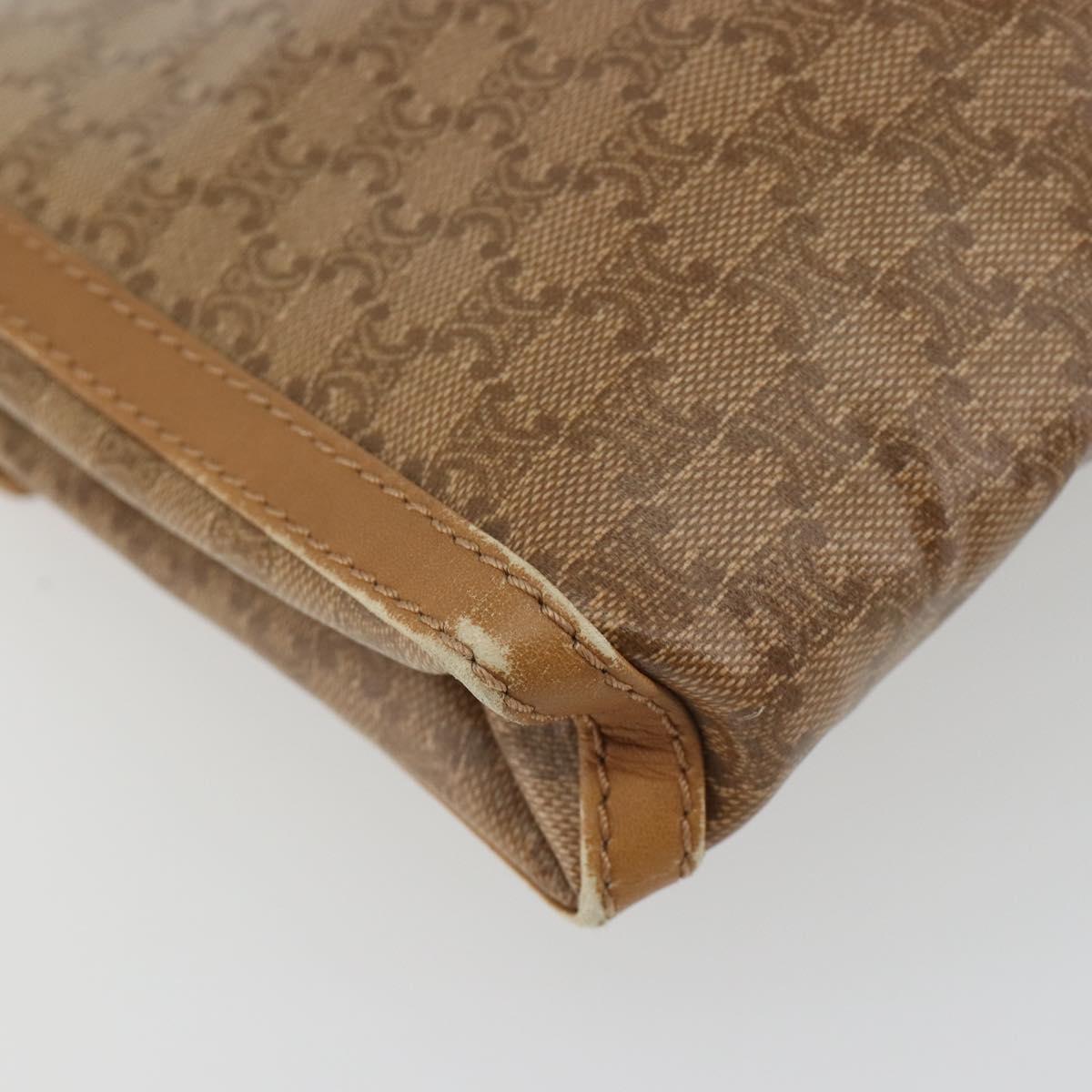 CELINE Macadam Shoulder Bag PVC Leather Beige Gold Auth bs35806