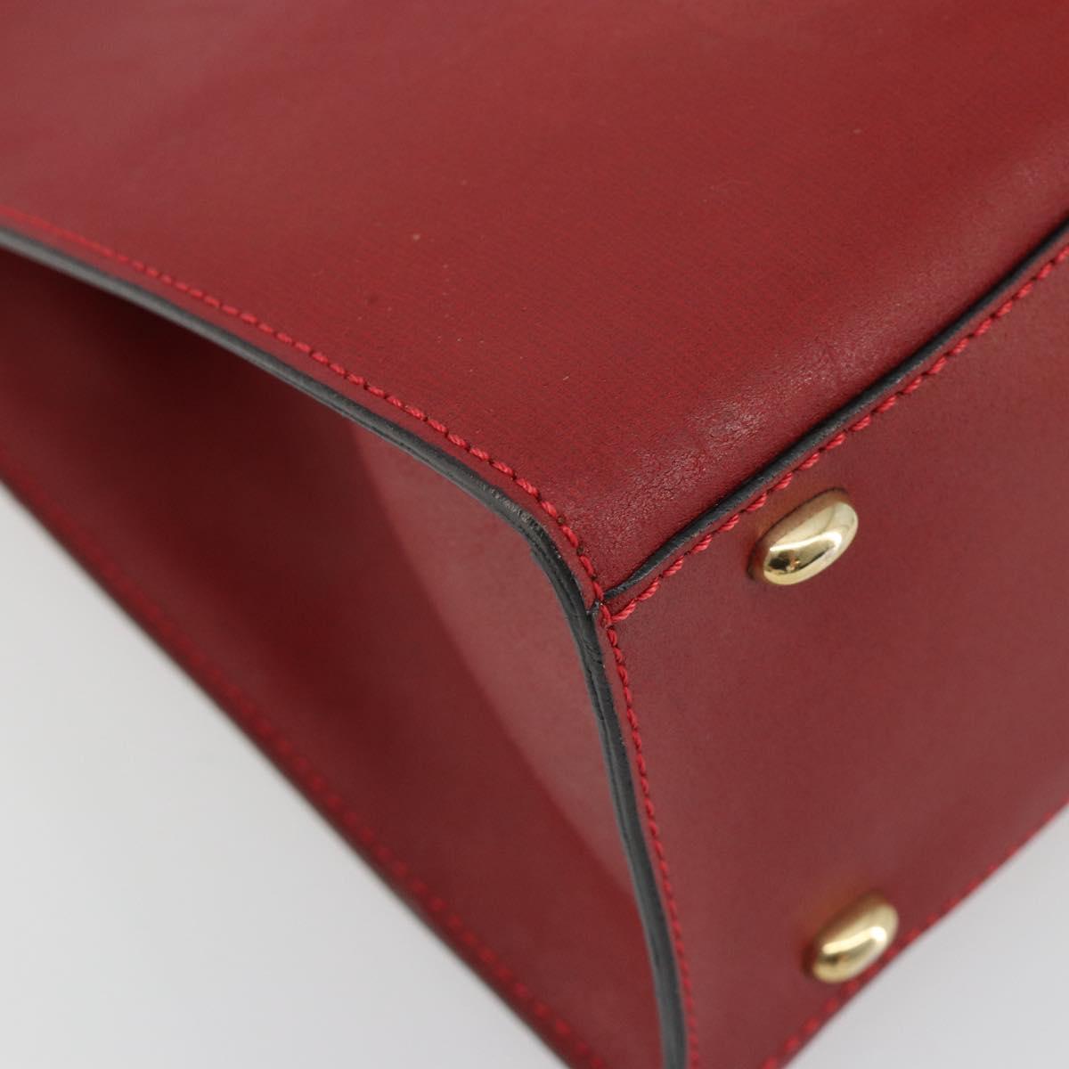 CELINE Hand Bag Leather Red Gold Auth bs35808
