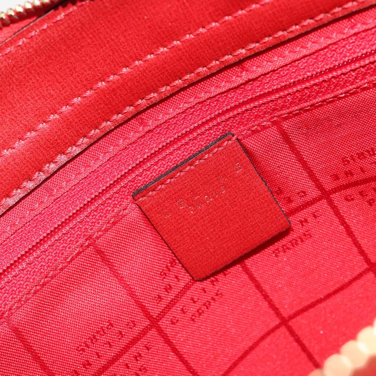 CELINE Hand Bag Leather Red Gold Auth bs35808