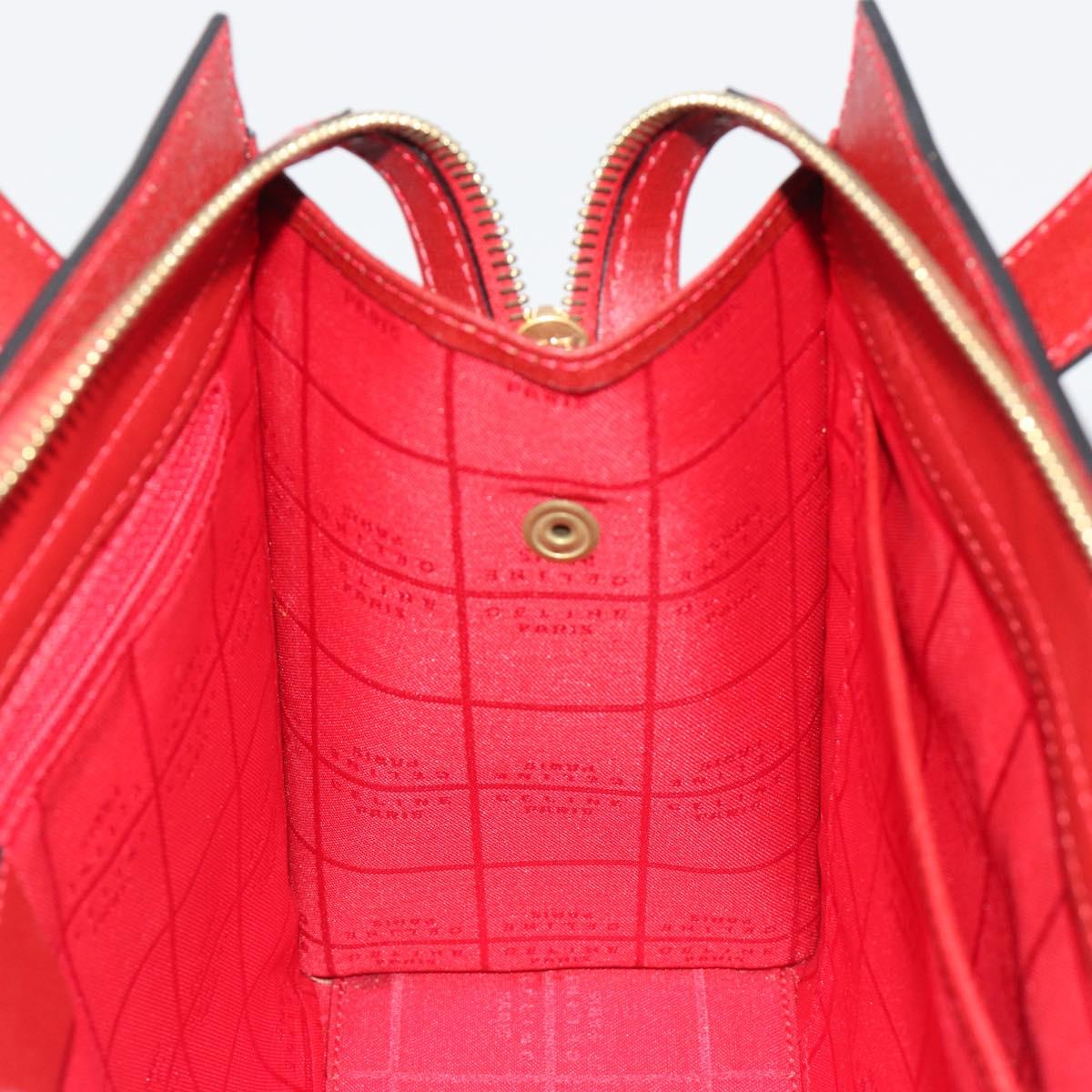 CELINE Hand Bag Leather Red Gold Auth bs35808