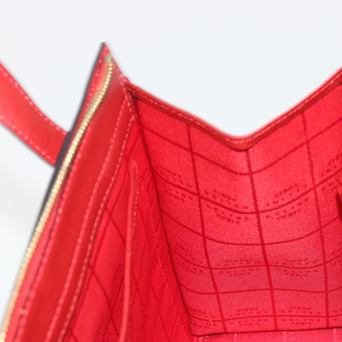CELINE Hand Bag Leather Red Gold Auth bs35808