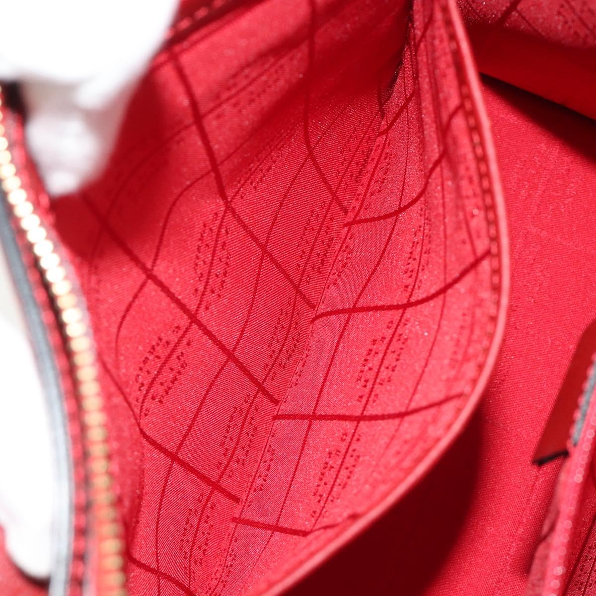 CELINE Hand Bag Leather Red Gold Auth bs35808