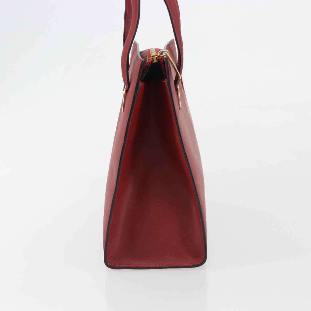 CELINE Hand Bag Leather Red Gold Auth bs35808