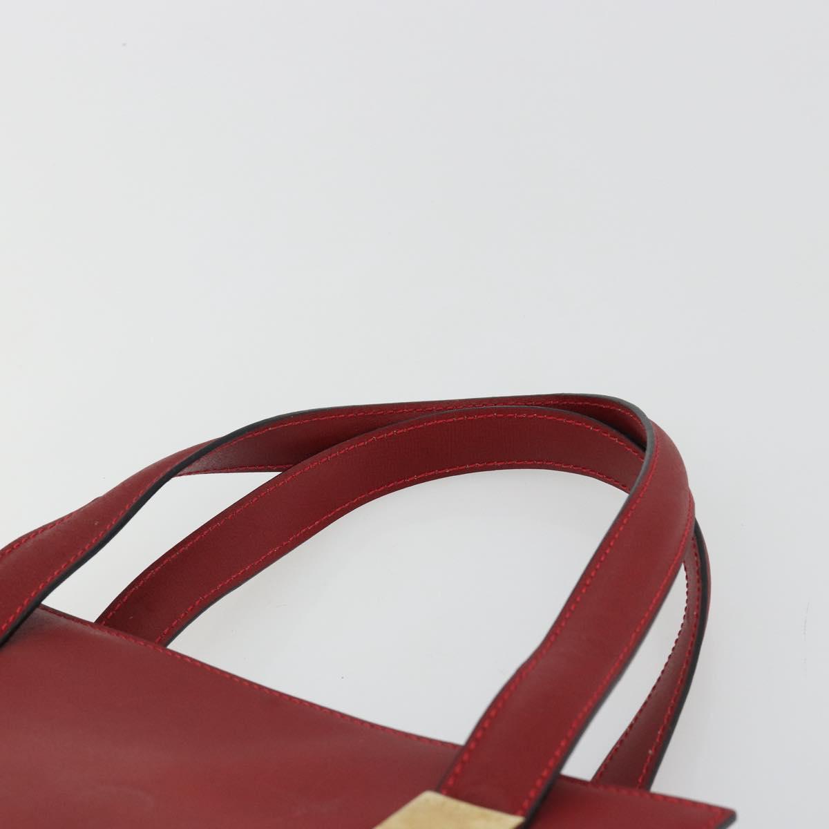 CELINE Hand Bag Leather Red Gold Auth bs35808