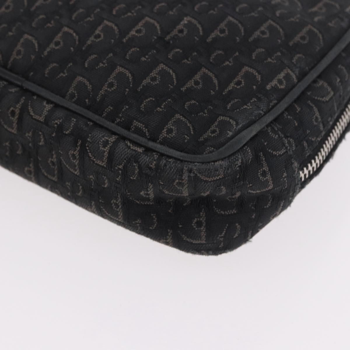 Christian Dior Pouch Trotter Canvas Black Silver Auth bs35809