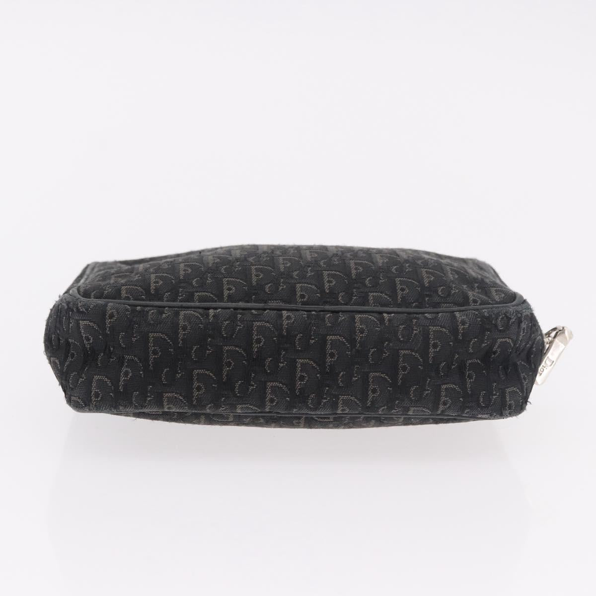 Christian Dior Pouch Trotter Canvas Black Silver Auth bs35809