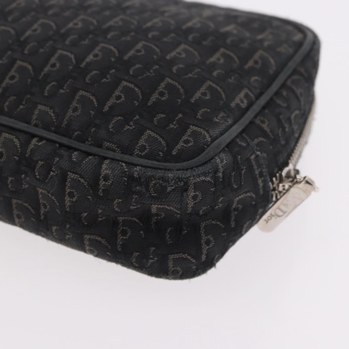 Christian Dior Pouch Trotter Canvas Black Silver Auth bs35809
