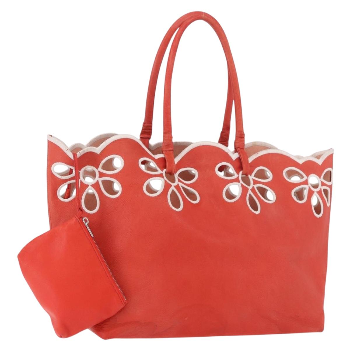 CELINE Tote Bag Leather Orange Auth bs35811A