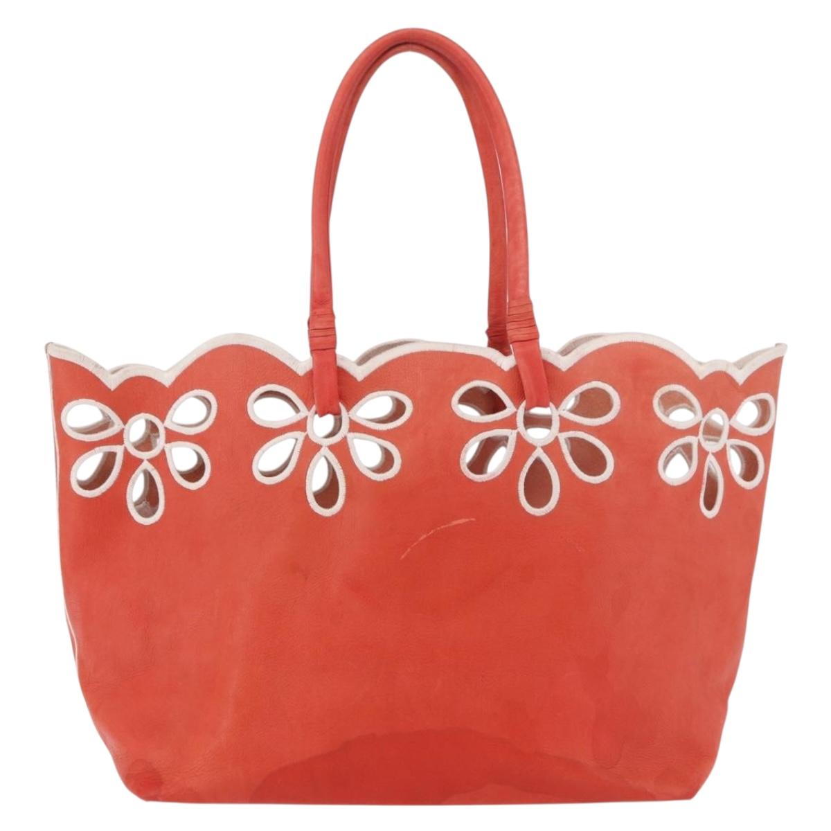 CELINE Tote Bag Leather Orange Auth bs35811A
