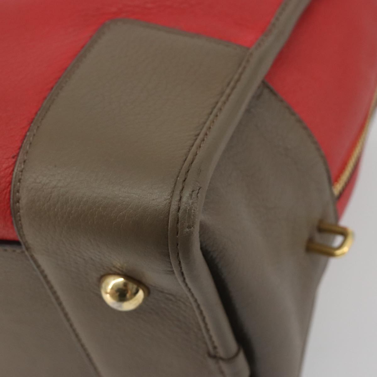 LOEWE Amazona 36 Hand Bag Leather Red Gold Auth bs35812