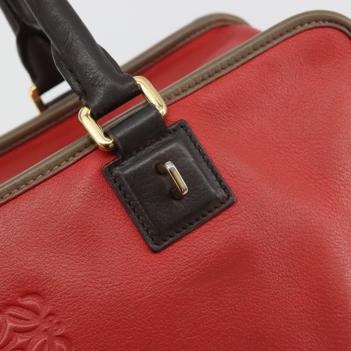 LOEWE Amazona 36 Hand Bag Leather Red Gold Auth bs35812