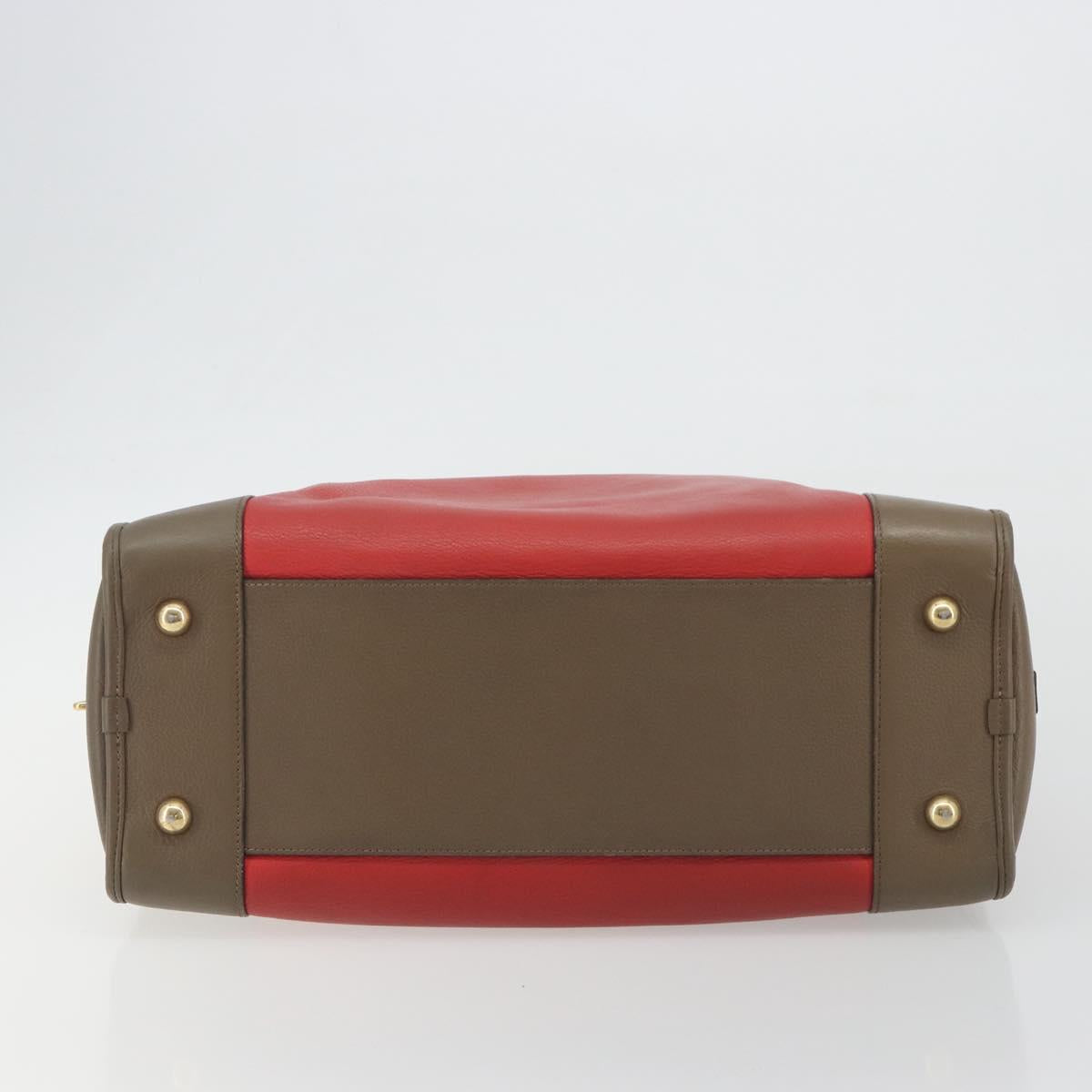 LOEWE Amazona 36 Hand Bag Leather Red Gold Auth bs35812