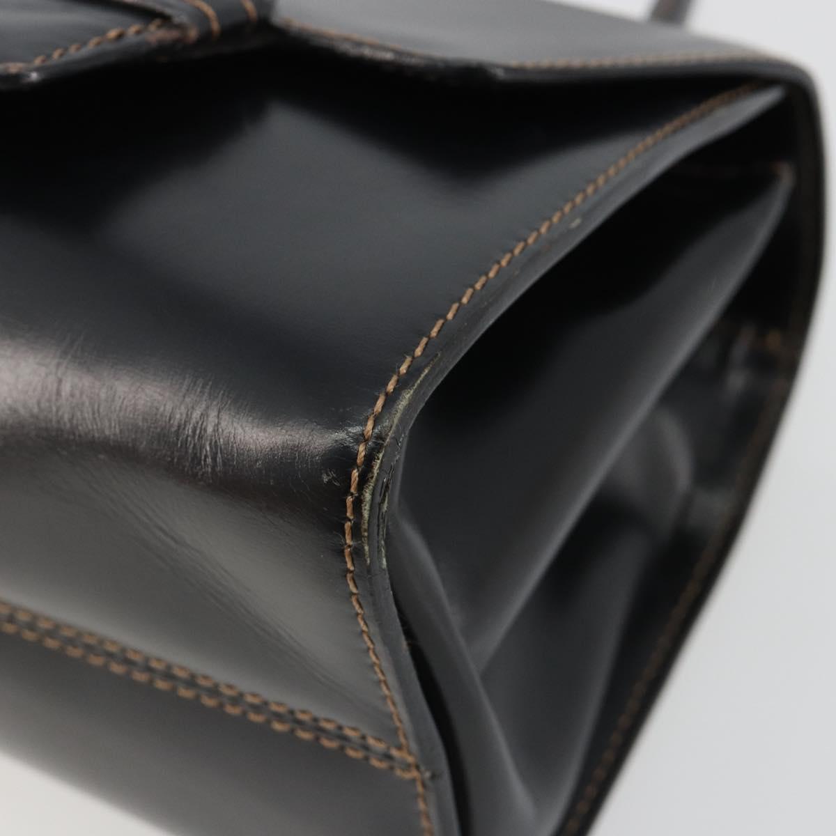 LOEWE Hand Bag Leather Black Auth bs35813A