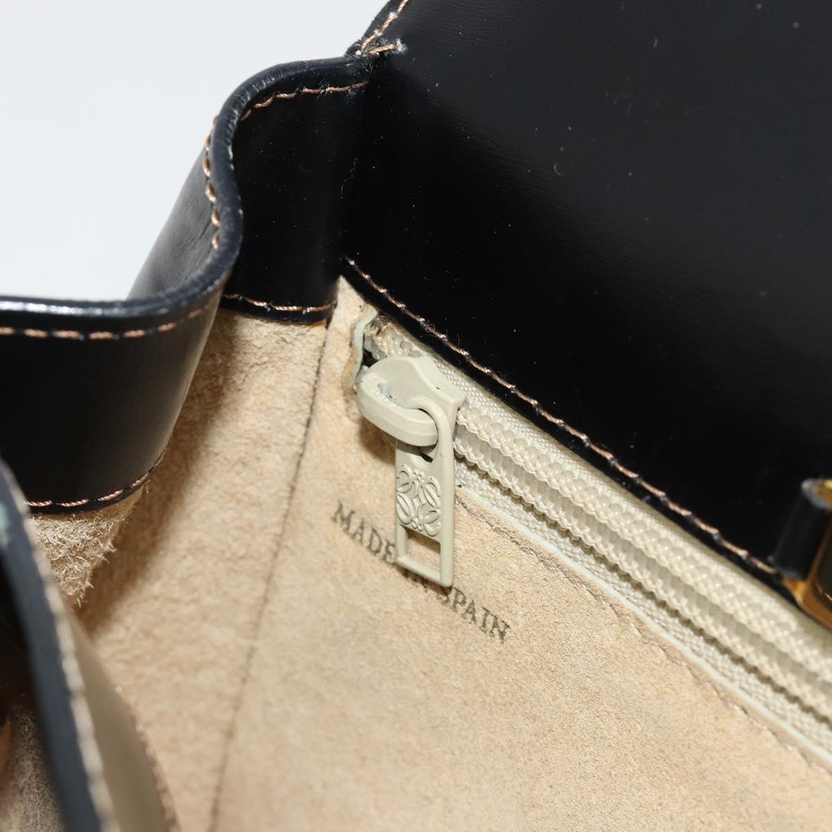 LOEWE Hand Bag Leather Black Auth bs35813A