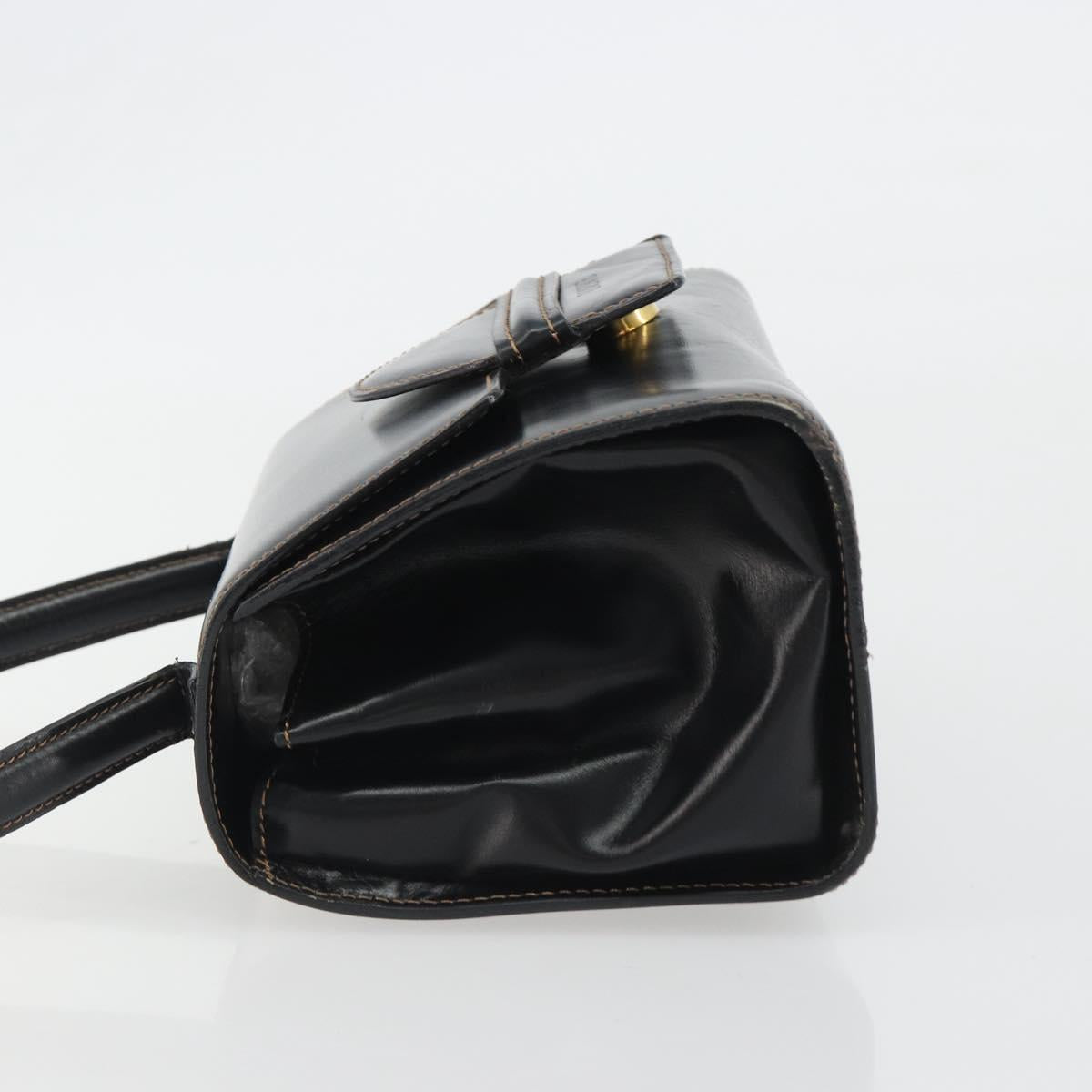 LOEWE Hand Bag Leather Black Auth bs35813A