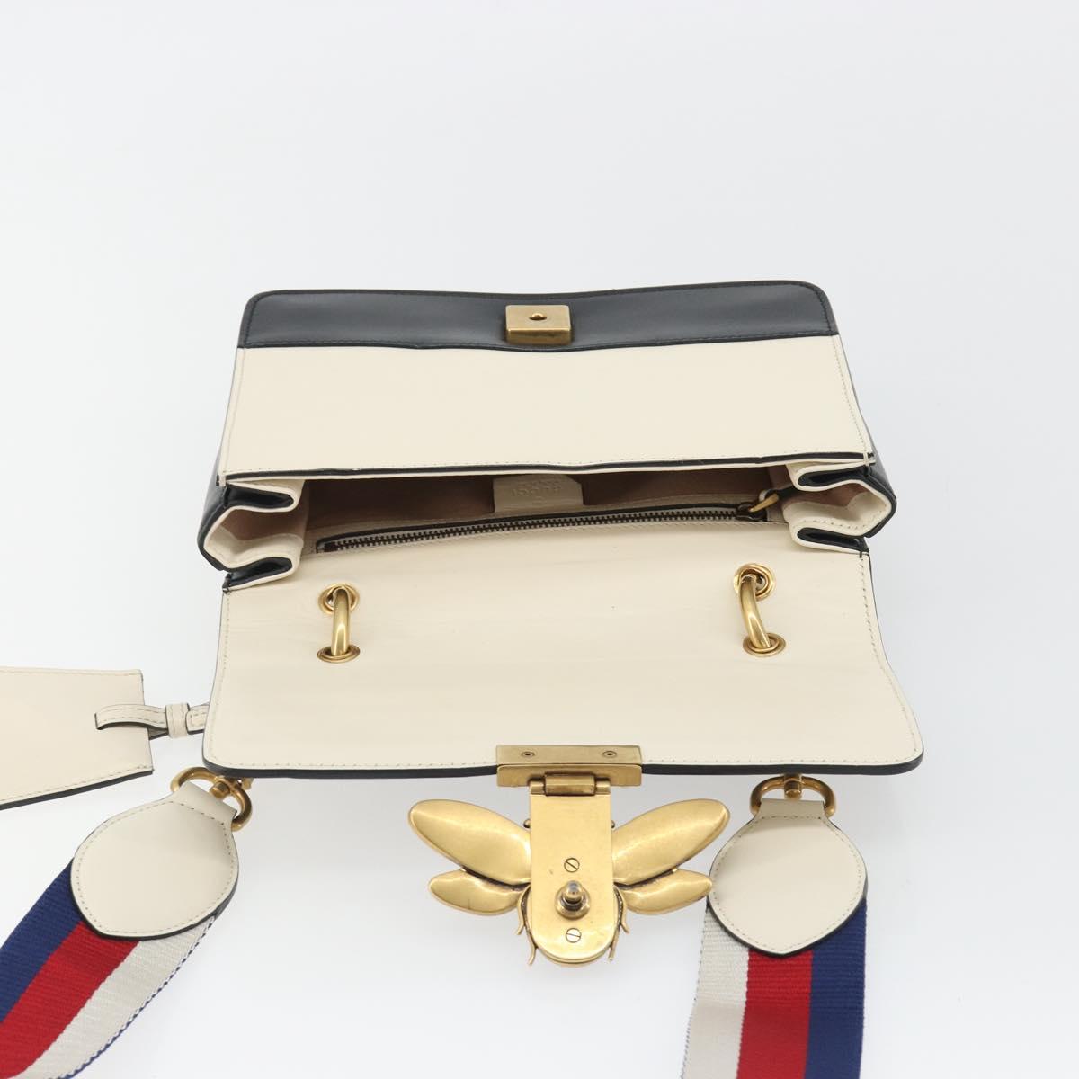 GUCCI Queen Margaret Bee Leather Outlet Black Gold 476542 Auth bs35819V