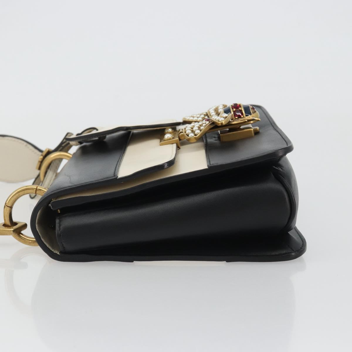 GUCCI Queen Margaret Bee Leather Outlet Black Gold 476542 Auth bs35819V